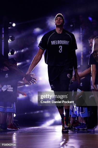 Josh Boone of Melbourne United runs out before the round 18 NBL match between Melbourne United and the New Zealand Breakers at Hisense Arena on...