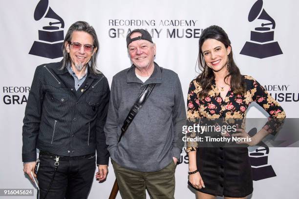 Scott Goldman, Rusty Young and Chelsea Williams attend an evening with Rusty Young from Poco at The GRAMMY Museum on February 8, 2018 in Los Angeles,...