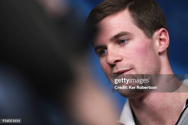 United States Aerials athlete Mac Bohonnon attends a press conference at the Main Press Centre during previews ahead of the PyeongChang 2018 Winter...