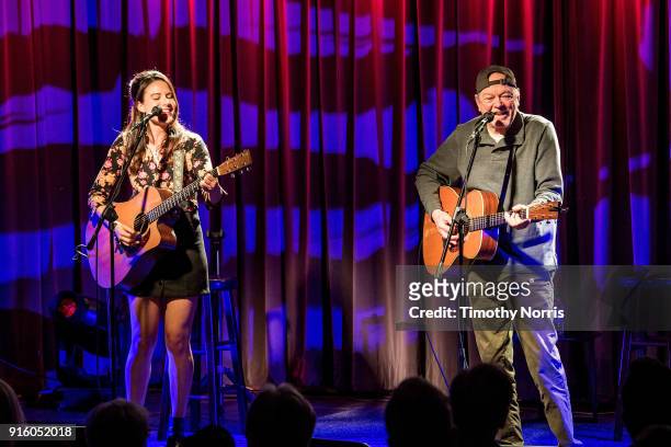 Chelsea Williams and Rusty Young perform during an evening with Rusty Young from Poco at The GRAMMY Museum on February 8, 2018 in Los Angeles,...