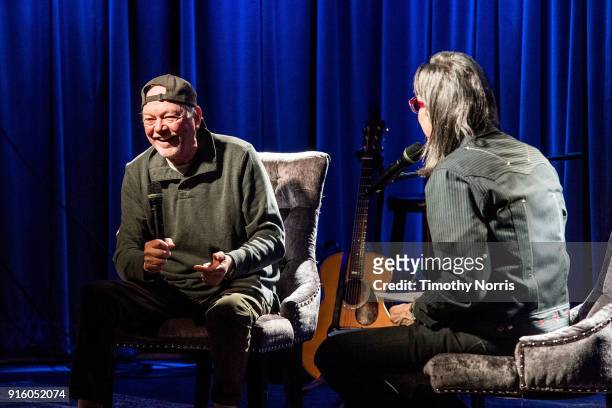 Rusty Young and Scott Goldman speak during an evening with Rusty Young from Poco at The GRAMMY Museum on February 8, 2018 in Los Angeles, California.