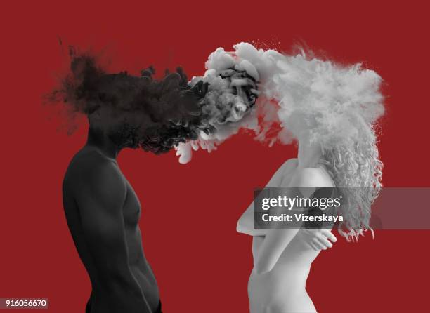 metaphorical relations between the man and woman - modern art people stock pictures, royalty-free photos & images