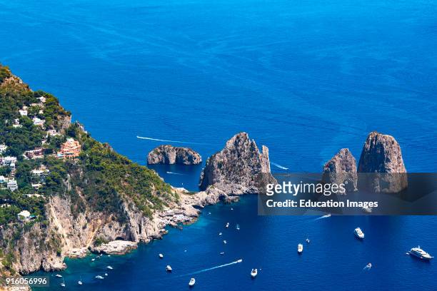 The Famous Faraglioni Rocks Off The Island Of Capri In The Bay Of Naples, Italy.