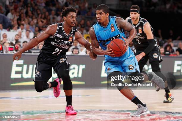 Edgar Sosa of the Breakers drives to the basket during the round 18 NBL match between Melbourne United and the New Zealand Breakers at Hisense Arena...