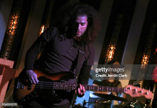 Musicians Dimitri Farougias and Christian Hogan of Faulkner attend the Faulkner Album Release Show at The Peppermint Club on February 8, 2018 in Los...