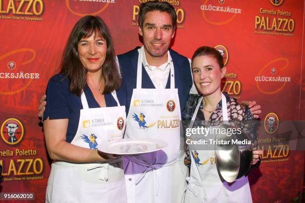 Sandra Maahn, Michael Stich and Janne Meyer-Zimmermann during the Poletto Palazzo Charity Event on February 8, 2018 in Hamburg, Germany.