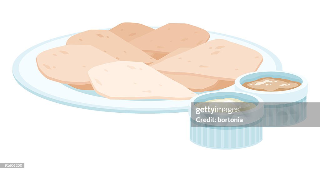 Pitas with tzaziki and hummus