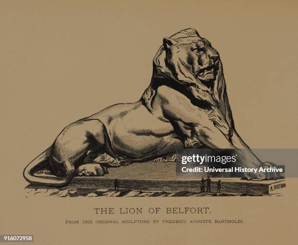 The lion of Belfort, Woodcut Engraving from the Original 1880 Sculpture by Fr_d_ric Auguste Bartholdi, The Masterpieces of French Art by Louis...