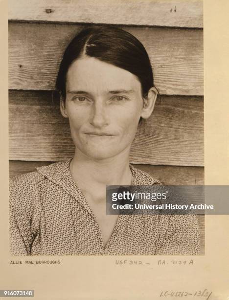 Allie Mae Burroughs, Wife of Cotton Sharecropper, Head and Shoulders Portrait, Alabama, USA, Walker Evans, 1935.