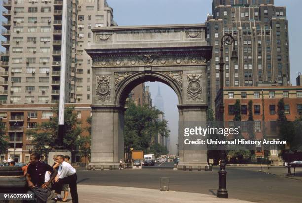 Washington Square Park, Arch, New York City, New York, USA, July 1961.
