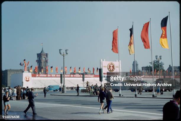 Group of People Visiting Marx Engles Platz before May Day Parade, East Berlin, German Democratic Republic, 1961.