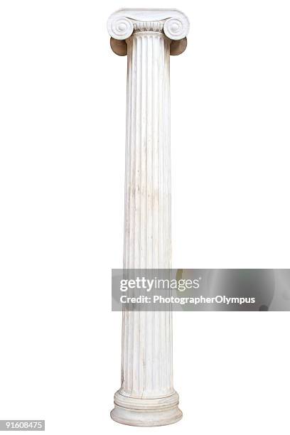 old white pillar isolated on white - greek sculpture stock pictures, royalty-free photos & images