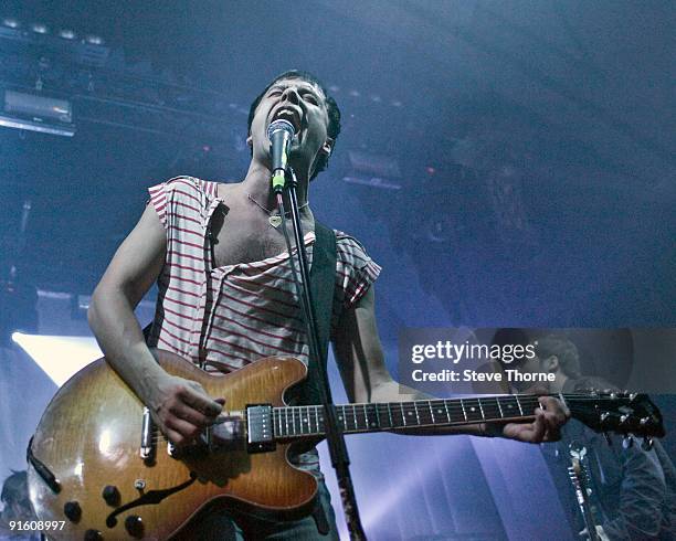 Ryan Jarman of The Cribs performs on stage at the Assembly on October 8, 2009 in Leamington Spa, England.