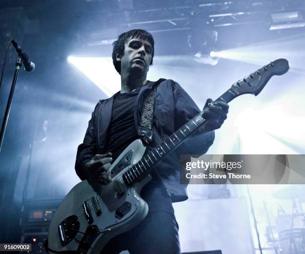 Johnny Marr of The Cribs performs on stage at the Assembly on October 8, 2009 in Leamington Spa, England.