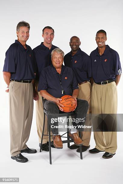 Assistant coach Scott Roth, assistant coach Russell Turner, head coach Don Nelson, assistant coach Keith Smart and assistant coach Stephen Silas of...