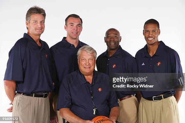 Assistant coach Scott Roth, assistant coach Russell Turner, head coach Don Nelson, assistant coach Keith Smart and assistant coach Stephen Silas of...