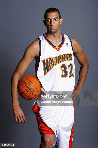 Brandan Wright of the Golden State Warriors poses for a portrait during 2009 NBA Media Day on September 28, 2009 at Oracle Arena in Oakland,...