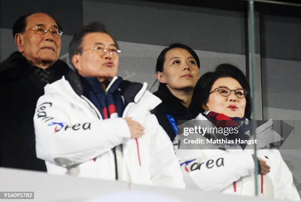 Kim Yo-jong sits behind South Korea president, Moon Jae-in during the Opening Ceremony of the PyeongChang 2018 Winter Olympic Games at PyeongChang...