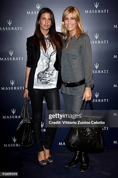 Claudia Galanti and Raffaella Zardo attend the Maserati cocktail party on October 8, 2009 in Milan, Italy.