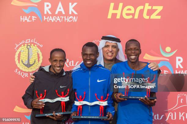 Bedan Karoki from Kenya won the RAK Half Marathon in a time of 58:42. Jemal Yimer was second and Alex Kibet was third. His Highness Sheikh Saud Bin...