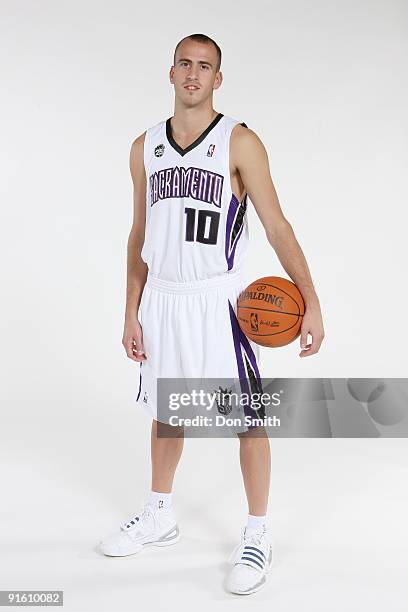 Sergio Rodriguez of the Sacramento Kings poses for a portrait during 2009 NBA Media Day on September 28, 2009 at the Kings Practice Facility in...