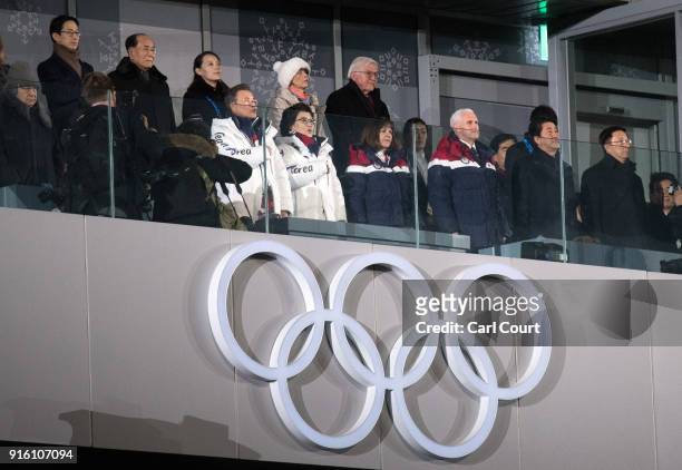United States Vice President Vice President Mike Pence watches the opening ceremony of the PyeongChang Winter Olympics along with Kim Yo-jong, the...