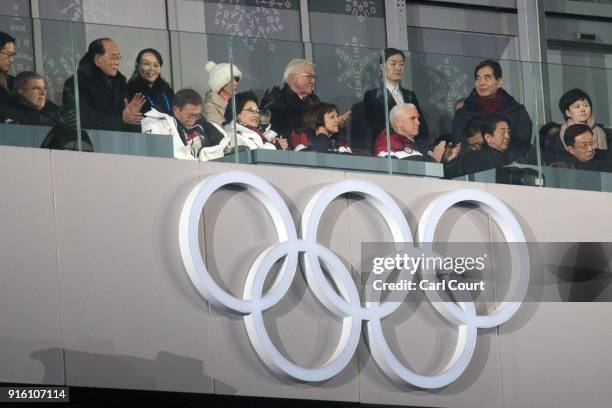 United States Vice President Vice President Mike Pence watches the opening ceremony of the PyeongChang Winter Olympics along with Kim Yo-jong, the...