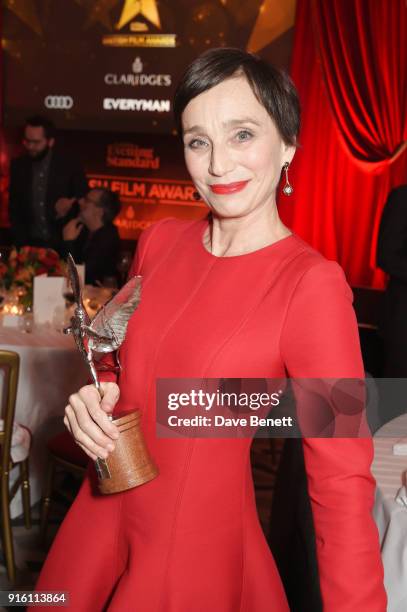 Dame Kristin Scott Thomas, winner of the Best Actress award for "The Party", attends the London Evening Standard British Film Awards 2018 at...