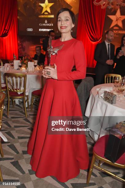 Dame Kristin Scott Thomas, winner of the Best Actress award for "The Party", attends the London Evening Standard British Film Awards 2018 at...