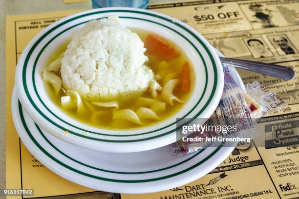 Bowl of matzo matzot ball soup from Bagel Bar East.