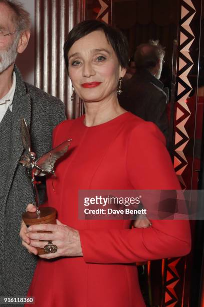 Dame Kristin Scott Thomas, winner of the Best Actress award for "The Party", attends the London Evening Standard British Film Awards 2018 at...