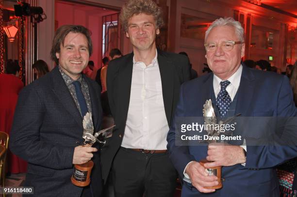 Paul King, Simon Farnaby and Gary Williamson, winners for "Paddington 2", attend the London Evening Standard British Film Awards 2018 at Claridge's...