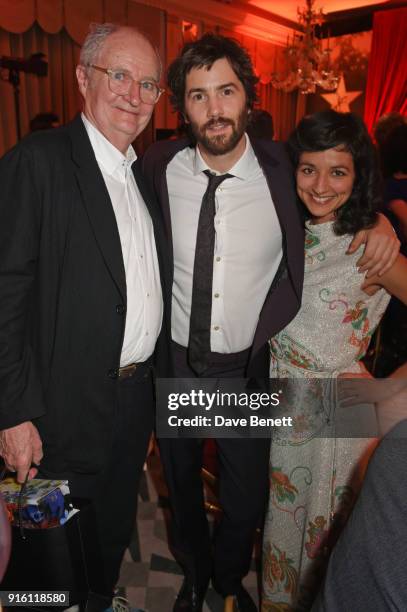 Jim Broadbent, Jim Sturgess and Dina Mousawi attend the London Evening Standard British Film Awards 2018 at Claridge's Hotel on February 8, 2018 in...