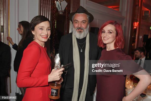 Dame Kristin Scott Thomas, winner of the Best Actress award for "The Party", Jez Butterworth and Laura Donnelly attend the London Evening Standard...