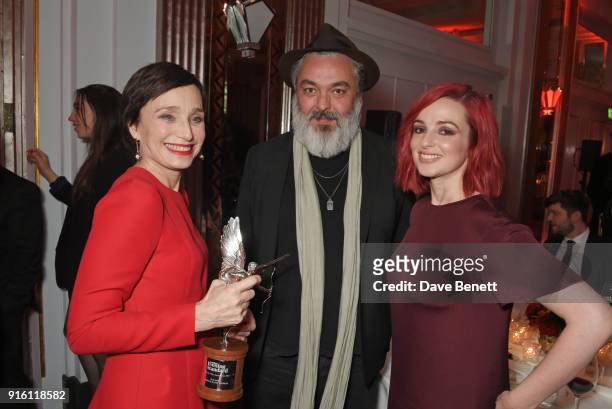 Dame Kristin Scott Thomas, winner of the Best Actress award for "The Party", Jez Butterworth and Laura Donnelly attend the London Evening Standard...