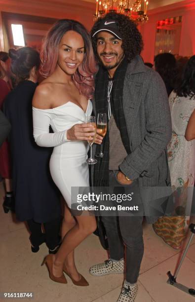 Talulah-Eve and Josh Lelan attend a drinks reception at the London Evening Standard British Film Awards 2018 at Claridge's Hotel on February 8, 2018...