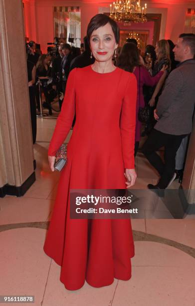 Dame Kristin Scott Thomas attends a drinks reception at the London Evening Standard British Film Awards 2018 at Claridge's Hotel on February 8, 2018...