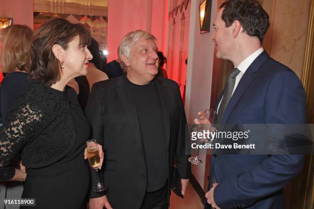 Guest, Simon Russell Beale and George Osborne, editor of the London Evening Standard, attend a drinks reception at the London Evening Standard...