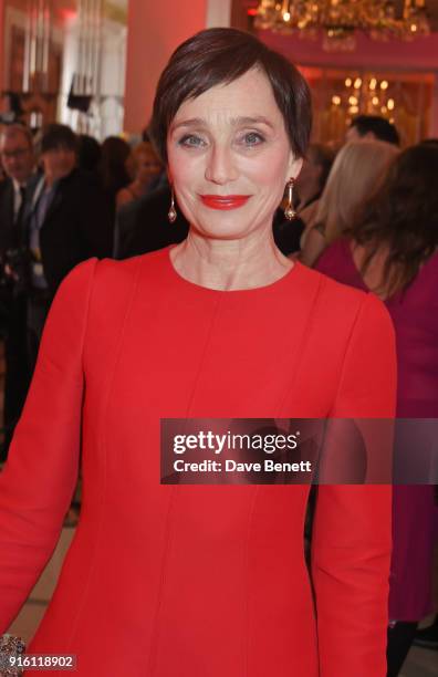 Dame Kristin Scott Thomas attends a drinks reception at the London Evening Standard British Film Awards 2018 at Claridge's Hotel on February 8, 2018...