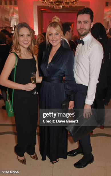 Guest, Camilla Kerslake and Guy Pewsey attend a drinks reception at the London Evening Standard British Film Awards 2018 at Claridge's Hotel on...