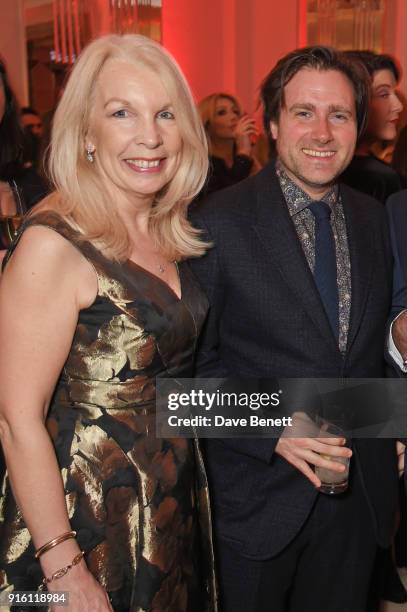 Amanda Nevill and Paul King attend a drinks reception at the London Evening Standard British Film Awards 2018 at Claridge's Hotel on February 8, 2018...