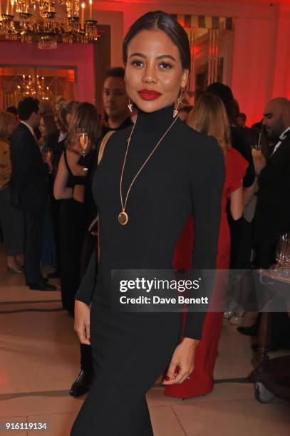 Emma Weymouth attends a drinks reception at the London Evening Standard British Film Awards 2018 at Claridge's Hotel on February 8, 2018 in London,...