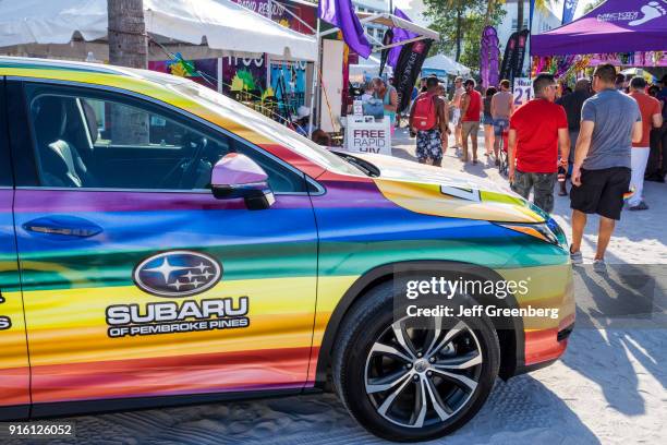 Miami Beach, Lummus Park, Beach Pride Festival, Rainbow Subaru Promotion.
