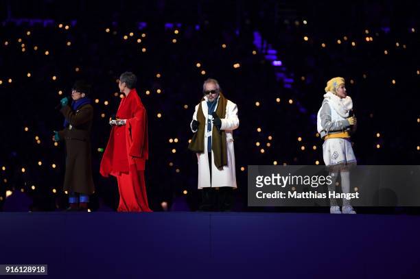 Musicicans, In-Kown Jeon, Eun-mi Lee, Hyun-woo Ha and Ji-yeong An performe during the Opening Ceremony of the PyeongChang 2018 Winter Olympic Games...