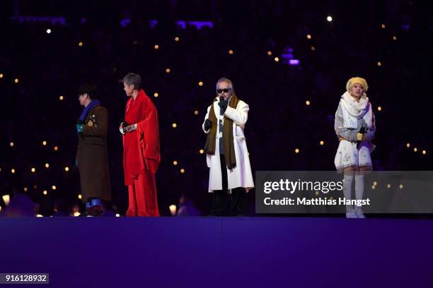 Musicicans, In-Kown Jeon, Eun-mi Lee, Hyun-woo Ha and Ji-yeong An performe during the Opening Ceremony of the PyeongChang 2018 Winter Olympic Games...