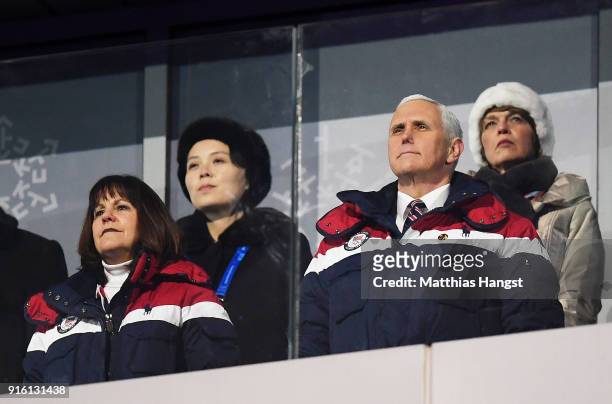 Vice President Mike Pence and North Korean Leader Kim Jong Un's sister Kim Yo-Jong watch on during the Opening Ceremony of the PyeongChang 2018...