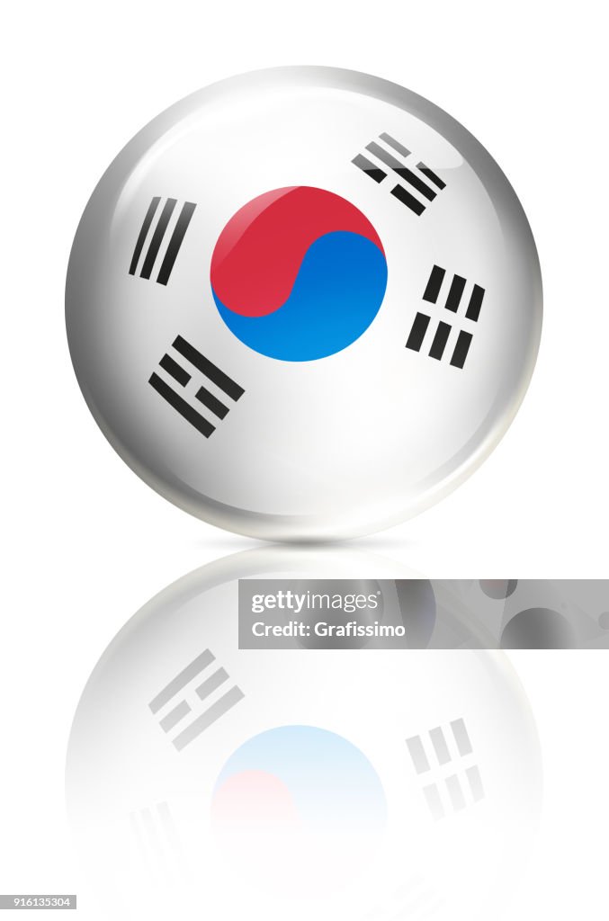 Korean Button South Korea Button Ball With Flag Isolated On White High-Res Vector ...