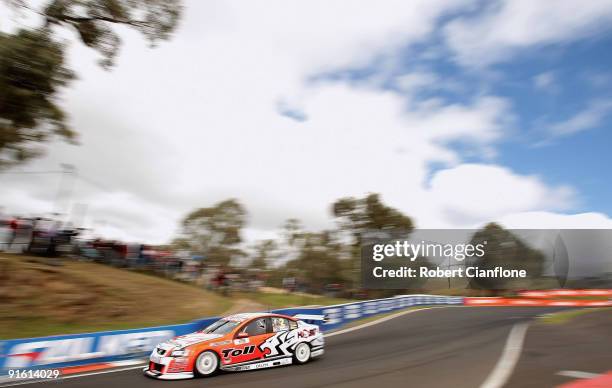 Garth Tander drives the Holden Racing Team Holden during practice for the Bathurst 1000, which is round 10 of the V8 Supercars Championship Series at...