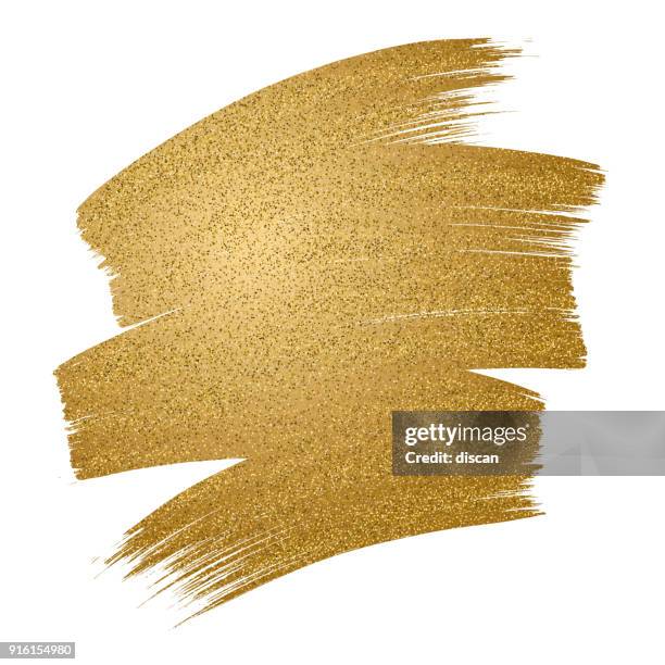 illustrazioni stock, clip art, cartoni animati e icone di tendenza di pennellata dorato glitter su sfondo bianco - brushed gold background