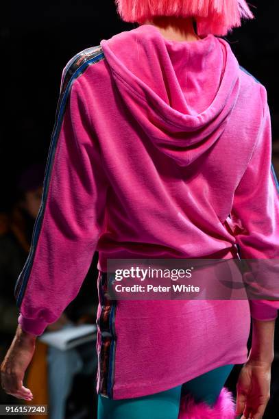 Model, fashion detail, walks the runway at Jeremy Scott Show Fall 2018 during New York Fashion Week: The Shows at Gallery I at Spring Studios on...